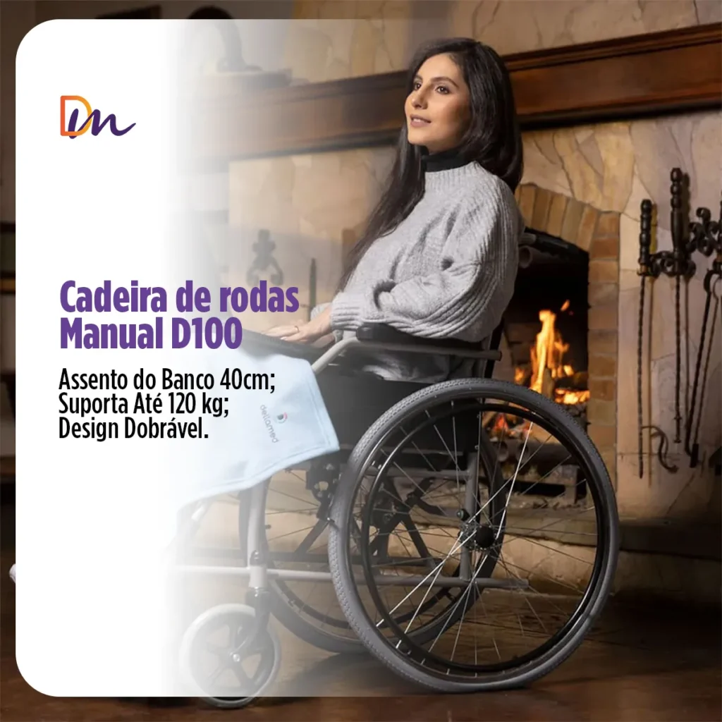cadeira de rodas manual d100 dobrável com assento de 40cm e capacidade até 120kg